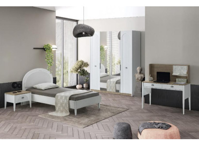 Jugendzimmer Set Bett Nachttisch Kleiderschrank Schreibtisch Modernes Design