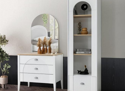 Stilvolle Kommode Bücherregal Set Modernes Design Weiß Elegantes Wohnen Möbel