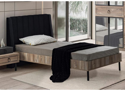 Modernes Bett Holzrahmen Gepolstertes Kopfteil Stilvolles Design Kinderzimmer