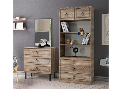 Kommode Bücherregal Holz Schubladen Schwarz Aufbewahrung Dekoration Modern