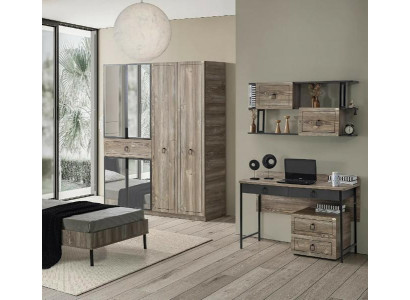Kleiderschrank Schreibtisch Holz Spiegel Stauraum Schwarz Kinderzimmer Möbel