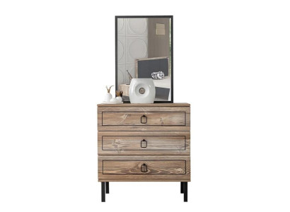 Kommode Holz Drei Schubladen Spiegel Elegantes Wohnen Kinderzimmer Schwarz Möbel