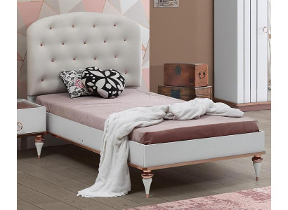 Bett Gepolstertes Kopfteil Elegante Akzente Modern Design Weiß Kinderzimmer