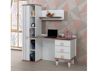 Schreibtisch Modern Design Weiß Regale Schubladen Elegante Akzente Kinderzimmer
