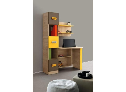 Modernes Schreibtisch Design Regale Farbakzente Gelb Braun Büro Möbel Funktional