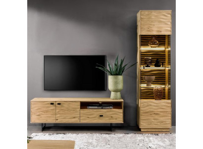 Luxuriöses TV-Lowboard Wohnzimmer Vitrine Braun Medienmöbel Set