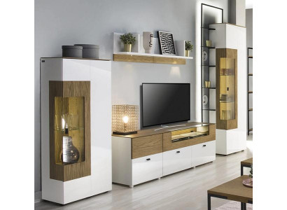 Modern Set TV-Lowboard 2x Vitrine Luxuriöses Wohnwand Wandregal Komplett