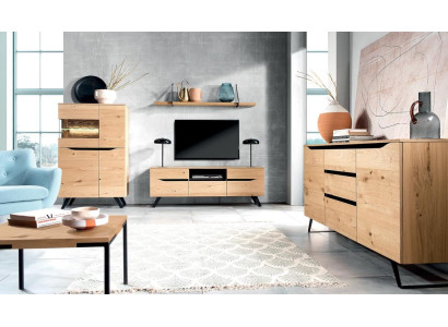 DesignerWohnwand Modern Holzmöbel TV-Lowboard Wohnzimmer Set 4tlg
