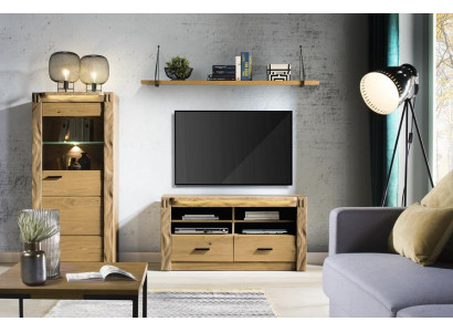 Luxuriöses Wohnzimmer Vitrine Wohnwand TV-Lowboard Designer Wandregal