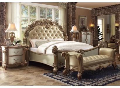 Luxus Klassisch Schlafzimmer Komplett Bett Nachttische Bank Barock Möbel