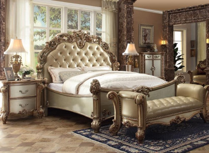 Luxus Klassisch Schlafzimmer Komplett Bett Nachttische Bank Barock Möbel