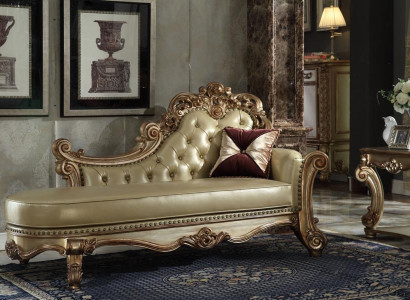 Chaiselongue linksseitig Sofa Knopfheftung Chesterfield Klassisch Gold