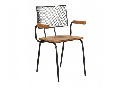 Metall Stuhl mit Platte in Holz Armlehne Bistro Garten Terrasse Küche