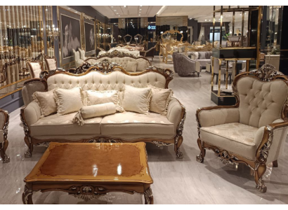 Sofagarnitur 3+1 Sitzer Chesterfield Sofa Sessel Luxus Set Stoff Garnitur Sofort