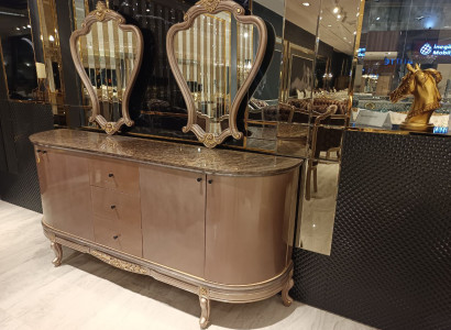 Anrichte mit Spiegel Garnitur Ess Kommoden Holz Kommode Holz Schrank Neu Sofort