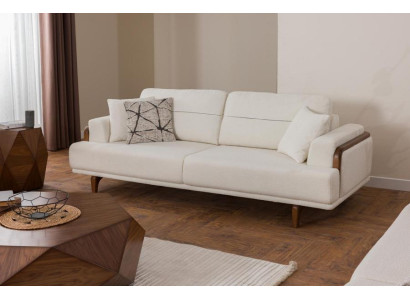 Sofa Modern Cremefarben Couch Big Sofas Komfort Wohnzimmer Design 3-Sitzer