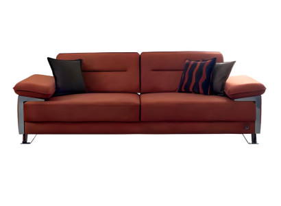 Sofa Terrakotta Stoff Modern Chromfüße Komfort Couch Wohnzimmer Stil 3-Sitzer
