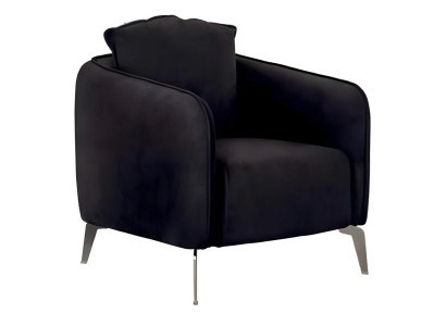 Sessel Schwarz Stoffbezug Modern Chromfüße Komfort Polster Lounge Designstuhl