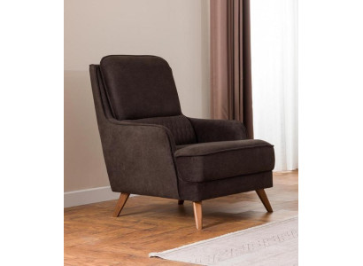 Relaxsessel Wohnzimmer Braun Modern Holzfüße Bequemer Polstersessel Design