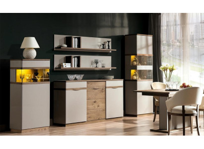 Komplett Esszimmer Designer Luxuriöses Holz Sideboard 2x Vitrine Set 5tlg