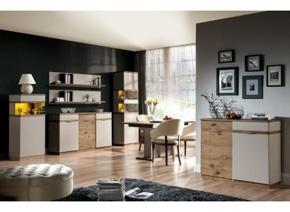 Esszimmer Holzmöbel Sideboard Komplett 2x Vitrine Komplett Set Luxuriöses