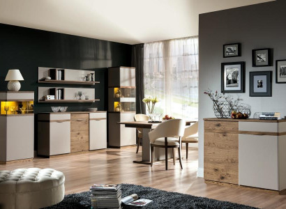 Esszimmer Holzmöbel Sideboard Komplett 2x Vitrine Komplett Set Luxuriöses