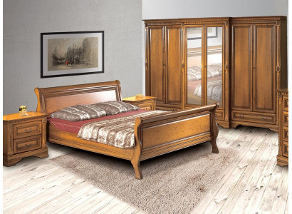 Schlafzimmer Set Bett Komplett 2x Nachttische Luxuriöses Kleiderschrank