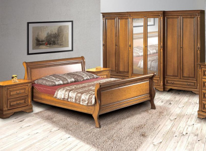 Schlafzimmer Set Bett Komplett 2x Nachttische Luxuriöses Kleiderschrank