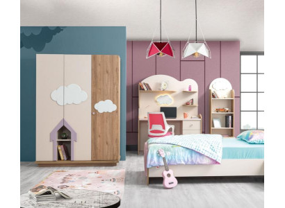 Rosa Holz Kleiderschrank und Schreibtisch Set modern elegant