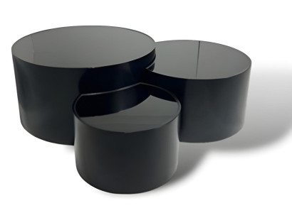 Wohnzimmertisch Set Couchtisch Holz Moderne Luxus Möbel 3tlg Schwarz Rund