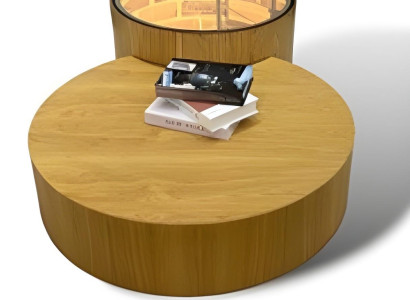 Wohnzimmer Tisch nach Innen beleuchtet Runder Sofatisch Beistelltisch 2tlg