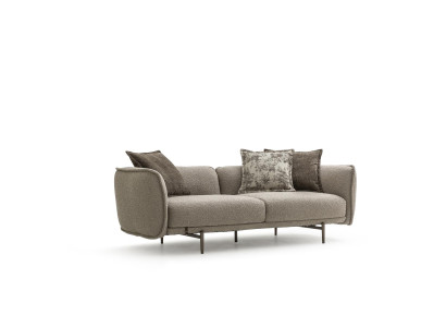 Wohnzimmer 3-Sitzer Dreisatzsofa Polster Möbel Stoff Grau Modern Couch