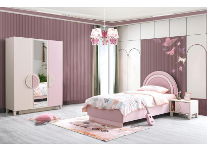 Kinderzimmer Set Kinderbett Nachttisch Modern Kleiderschrank rosa Luxus Möbel