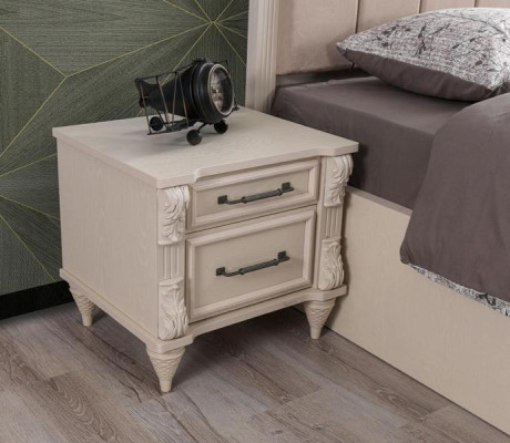 Nachttisch Holzmöbel Beige  Schlafzimmer Modern Design Luxus Nachttische