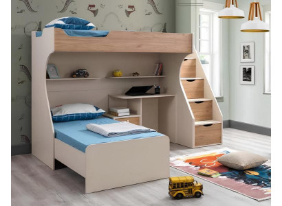 Kinderzimmer Möbelset aus Holz in Braun mit Bett, Nachttisch