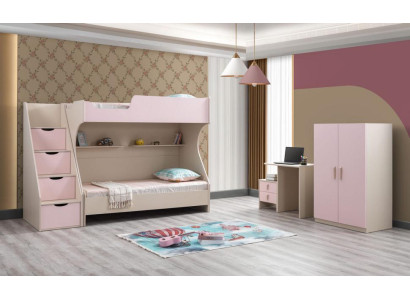 Modern Kinderzimmer Set Kinderbett Nachttisch Schreibtisch Kleiderschrank Ros