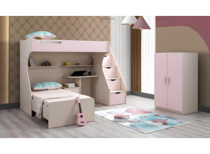 Modern Kinderzimmer Set Kinderbett Nachttisch Kleiderschrank Rosa
