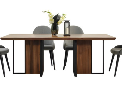 Braunes Esstisch Set, 5-teilig, mit Stühlen, Modern, 220x50x79 cm