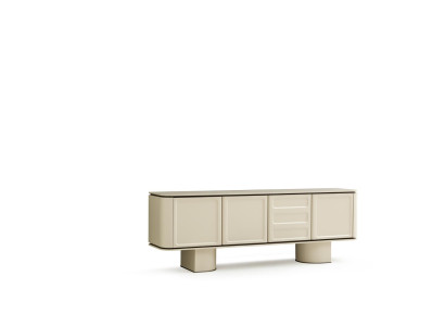 Kommode Moderne Möbel Sideboard Anrichte mit Türen Beige Lowboard Beige
