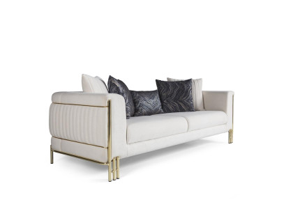 Polstersofa Dreisitzer Lounge 3er-Sofa Dreisitzcouch Polstersofa 265cm Beige