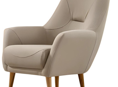 Beiger Stoffsessel modern und zeitgenössisch mit Holzrahmen