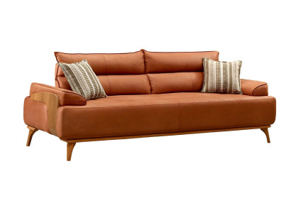 Elegantes orangefarbenes Stoffsofa 3-Sitzer modernes Design