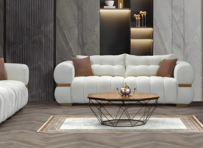 Weiße Sofagruppe Sofa Wohnlandschaft Sitzgarnitur Sofaset Polstergarnitur 3+3+1