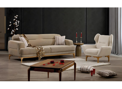 Graues Stoffsofa und Sessel modernes Wohnzimmer Set