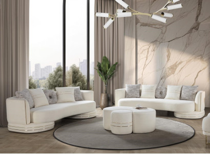 Wohnzimmer 2x 3-Sitzer Sofas Luxuriöse Weiß  Polster Couchen Sitzmöbel