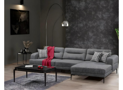 Elegantes graues Stoff-Ecksofa in L-Form modern und komfortabel