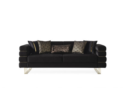 Modern Sofa 3 Sitzer Top-Qualität Schwarz Hochwertig Polster Sofas Design