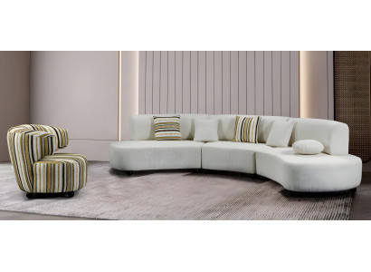 Wohnlandschaft Oval Couch Runde Sofa Polster Garnitur Big Sofas Sessel