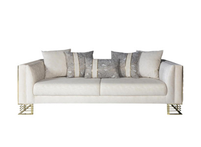 Sofa 3 Sitzer Textil Sofas Couch Polster Garnitur Moderne Couchen Beige