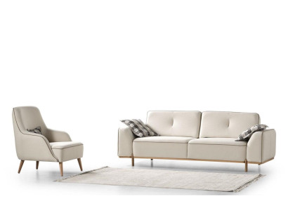 Luxus Wohnzimmer Set Sofa 3-Sitzer handlich  Sessel Modernes Design Couch